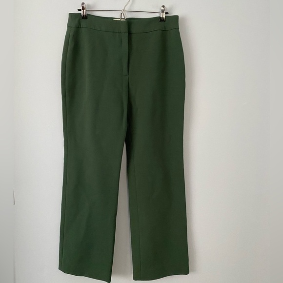 Isoude Green Straight Leg High Rise Pants, Women's Size 8, Designer Trousers - Picture 3 of 10